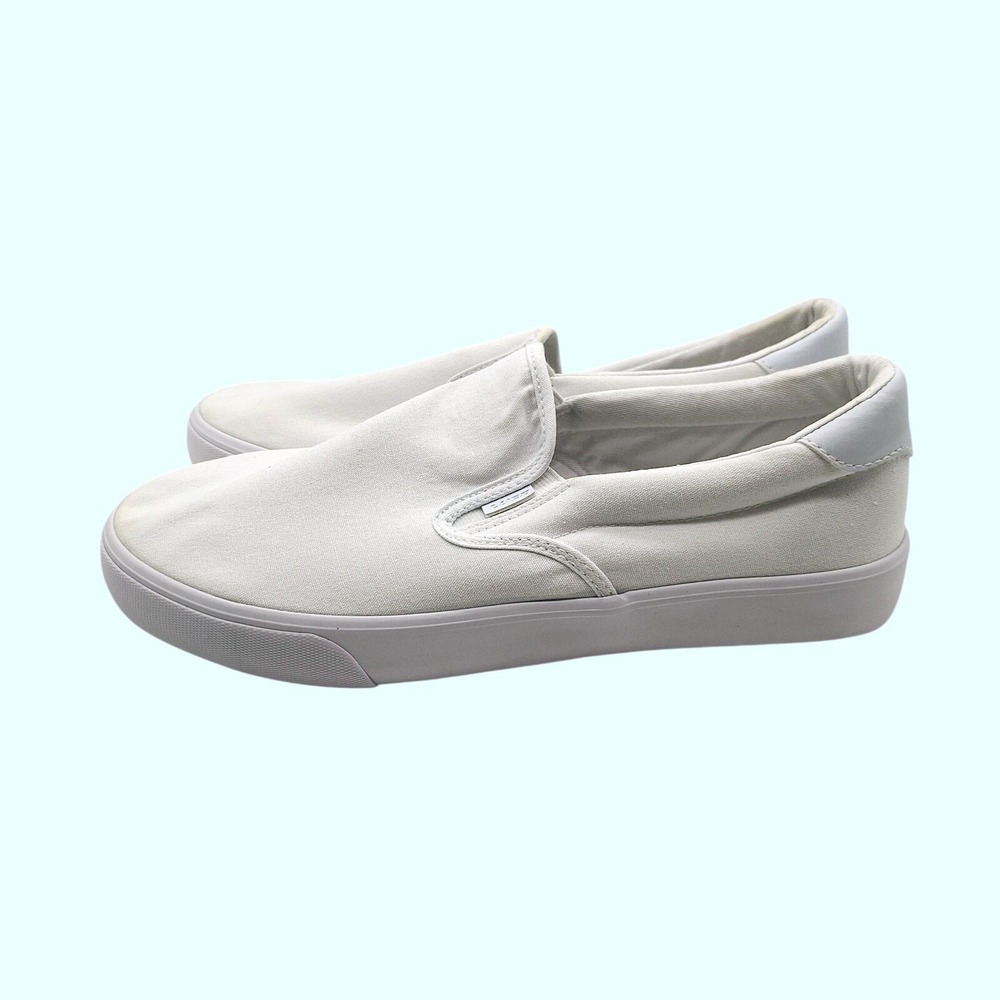 Lugz Clipper Mens 11W White Canvas Slip On Sneakers Loafers MCLPRWC-100